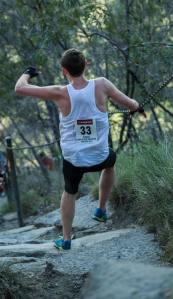 Ben Duffus Pomona King of the Mountain Running Downhill wearing Inov8 Trailroc245
